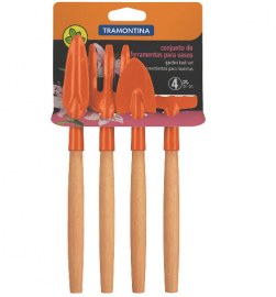 Conjunto P/Vasos Cabo de Madeira 4 Pe�as Tramontina